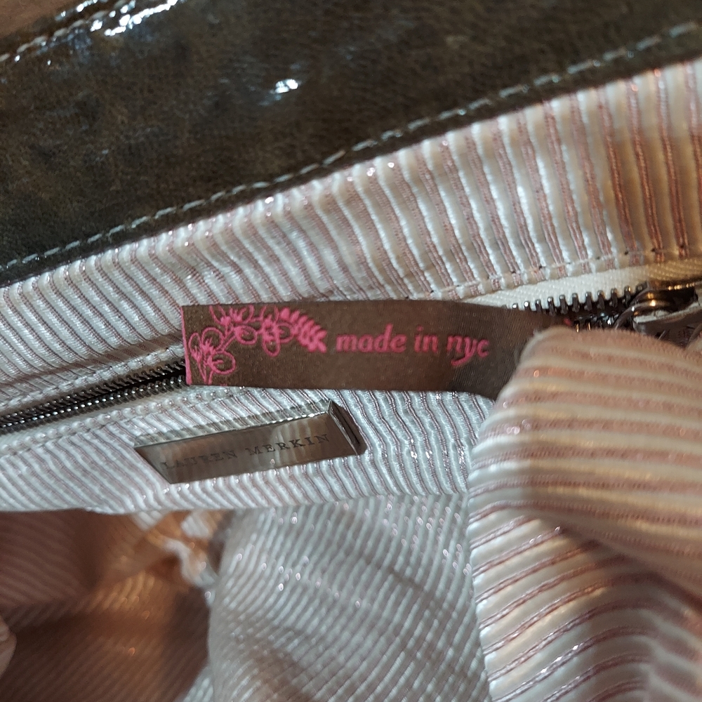 Lauren Merkin "Lotte" Oversized Pleated Patent Leather Clutch - Cocoa Brown - Picture 8 of 9